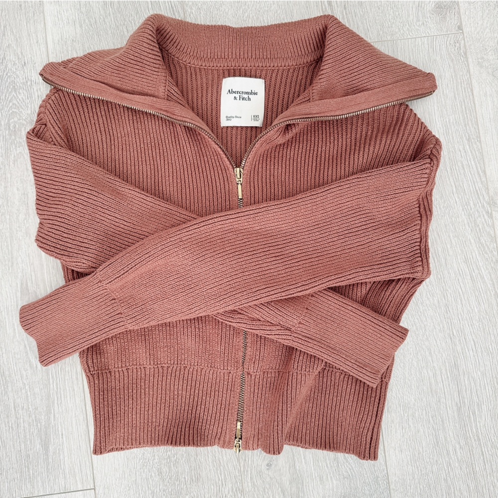 Abercrombie & Fitch Double zipper Cardigan-Size XXS in brown
